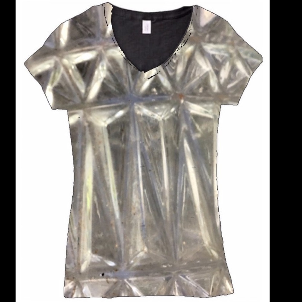 Printed Tee-Shirt Glass V-Neck Organic Cotton